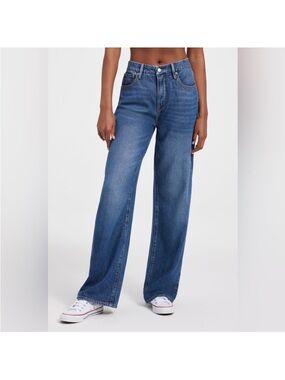 Good American Good 90s Weightless Jeans Indigo395 Wide Leg Soft Drape Size  27